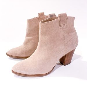 J. Crew Suede Ankle Boots - Dusty Pink, Size 6.5, Leather Lining